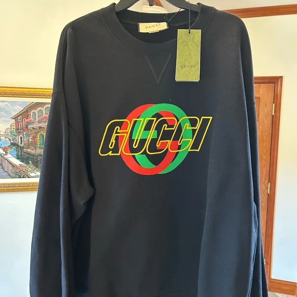 Men's Gucci interlocking G jersey, cotton logo sweatshirt size XXL made in Italy